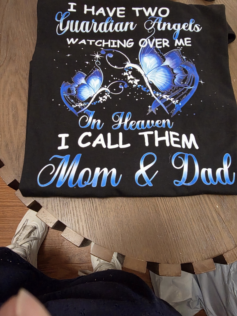 Mom & Dad Memorial   Graphic Tee - Black with Blue Accents